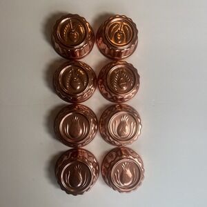 Vtg Copper Colored Jello Mini Molds Aluminum Baking Set Of 8 Pineapple Acorn